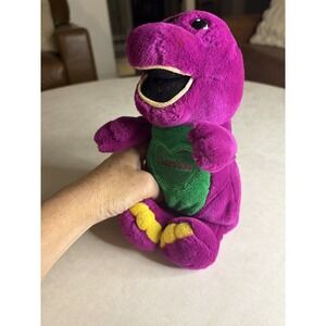 Vintage Singing Barney the Dinosaur 10" I Love You Heart Purple Stuffed Toy